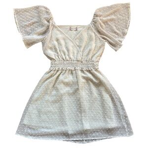 Alter’d State Mini Dot Flutter Sleeve White Dress